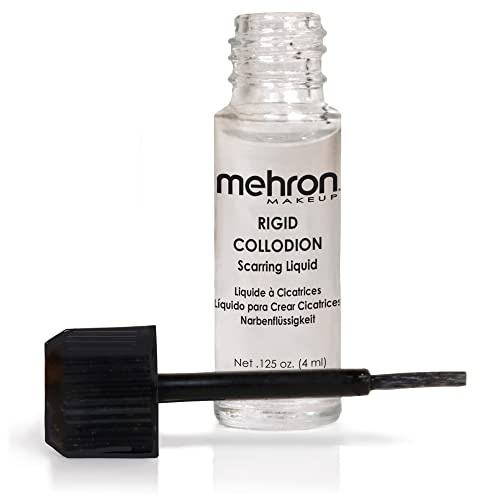 Mehron Makeup Rigid Collodion with Brush | Scarring Liquid | Liquid Scar Makeup | SFX Scar for Film .125 oz (4ml)