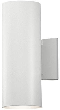 Kichler 9244WH Outdoor Cylinder Wall Mount Sconce UpLight Downlight, White 2-Light (5 W x 12 H) 130 Watts