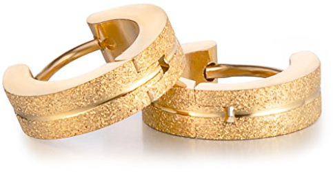 Feilok Creolen Ohrringe Ohrhänger Matt Klapp-Creolen Edelstahl Ohrschmuck für Damen und Herren 2 Stück, Gold