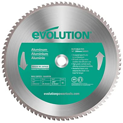 Evolution Power Tools Roestvrij stalen snijvlak, zachtmes 80 tanden 14 Inch groen