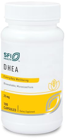 Klaire Labs SFI Health DHEA 25mg - Dehydroepiandrosterone Derived from Wild Yam - Micronized for Superior Absorption - Soy-Free, Hypoallergenic Supplement for Men & Women (100 Capsules)