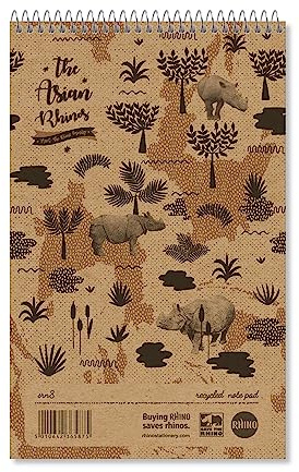 Rhino Recycled Shorthand Notebook, 160 Page / 8mm Lined Notepad, 1 Pack, Reporters Spiral Notebook, Wirebound Writing Pad
