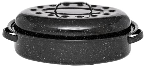 Graniteware - cocotte roaster format moyen – acier émaillé – ovale – 4 L – ultra-légère – cuisson dorée et moelleuse