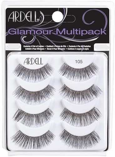 Ardell False Eyelashes Glamour Multipack 105 - Lightweight, Natural Looking Strip Lashes, Reusable Fake Lashes, 4 Pairs, 1 Pack