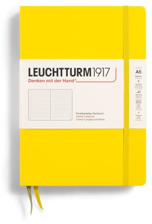 LEUCHTTURM1917 344800 Libreta Medium (A5) 145 x 210 mm, Tapa Dura, 251 páginas numeradas, Limón, Puntos