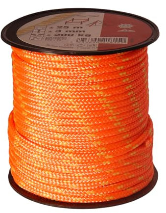 Chapuis - Tresse Polyester / Polyamide - Résistance à la Rupture Indicative 200 kg - Diamètre 3 mm - Longueur 25 m - Loisirs et Jardinage - Orange / Vert