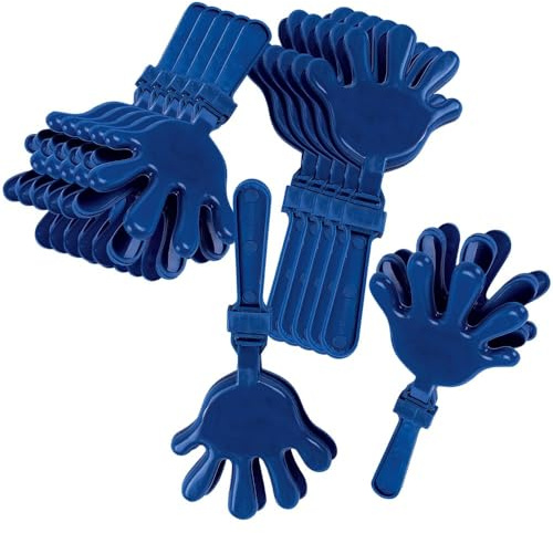 Fun Express Blue Plastic Hand Clappers - Fun and Noisy Party Favors - Perfect Noisemakers for Celebrations Sporting Events Parades or Fundraisers - Ideal for Kids and Adults - 12 Pieces
