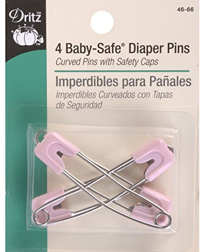 Dritz Pastel Baby-Safe Diaper Pins, 4 Count, Assorted Colors