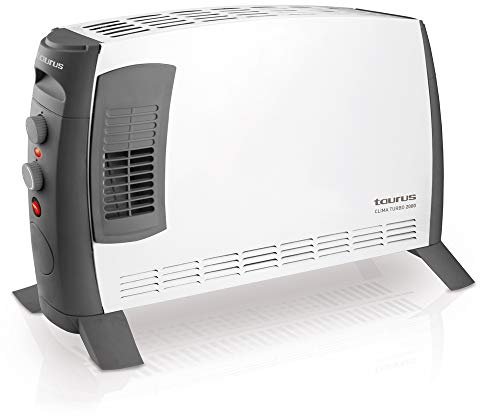 Taurus Clima Turbo 2000 Termoconvector portátil. Calefactor potente 2000 W, 3 posiciones de calor, silencioso, termostato regulable, patas incluidas, función Turbo