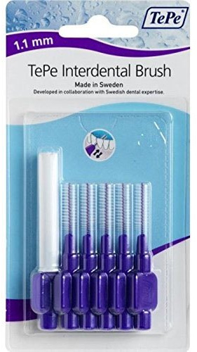 Tepe 1.1 mm Interdent Purple Brushes - (Pack of 6)