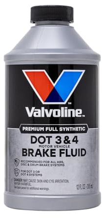 Valvoline DOT 3 & 4 Synthetic Brake Fluid with High Boiling Point, Corrosion Protection, Vapor Lock Resistance, Compatible with ABS, Disc and Drum Brake Systems, 12oz