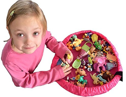 Hivel Tragbar Spielzeug Speicher Tasche Aufraumsack Aufbewahrung Beutel Spielzeugaufbewahrung Spieldecke fur Lego,Kinder Kleine Durchmesser 45cm - Rose