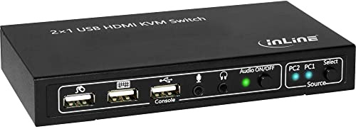 InLine 62602I KVM Desktop Switch, 2-fach, HDMI 4K2K, USB 2.0 Hub, mit Audio, schwarz