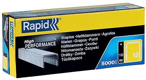 Rapid Fintrådsklammer Av Hög Kvalitet, För Textilier, Klammer Nr. 13, Benlängd 10 mm, För Häftpistoler, Galvaniserad Stål, 5000-pack (11840600)