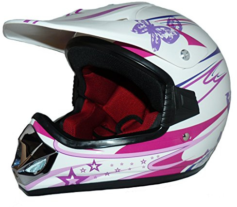 protectWEAR Kindercrosshelm MaX Racing Girl pink-weiß Glanz V310 - S