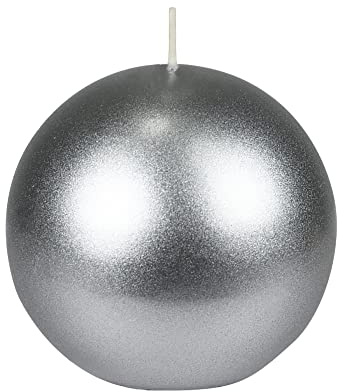 Zest Candle 2-Piece Ball Candles, 4-Inch, Metallic Silver