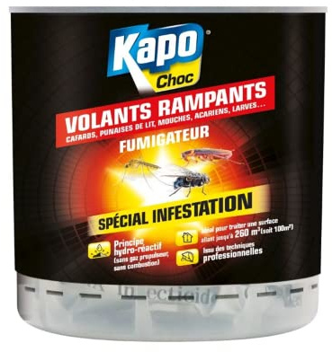 Kapo Fumigateur Total - 10 gr - Idéal pour éliminer tous les insectes - Propagation d'une Fumée Insecticide - Action Radicale - Longue Durée - Sans Dépôt - Pour 170 m3