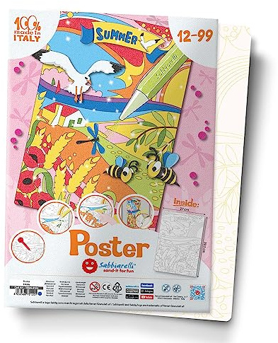 Sabbiarelli Sand-it For Fun – Poster Estate – 1 Maxi Disegno Adesivo A3 per Sand Art | SABBIA COLORATA NON INCLUSA | Attività Manuale e Hobby Creativo per Ragazzi e Adulti 12-99 anni