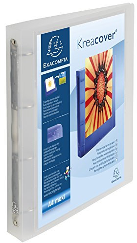 Exacompta 51568E Präsentationsringbuch KreaCover aus transluzentem Kunststoff für DIN A4, 4-O Ring Mechanik 30 mm, Rücken 40 mm, transparent ideal für Schule und Büro Ringhefter Ringordner