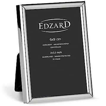 EDZARD Bilderrahmen Genua für Foto 6 x 9 cm, edel versilbert, anlaufgeschützt, mit Samtrücken, Fotorahmen zum Stellen