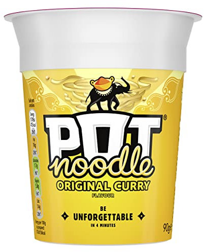 Pot Noodle Original Curry Standard Pot instant vegetarian snack quick to make noodles Instant Noodle 90 g