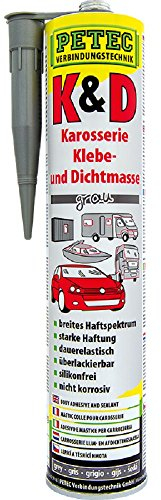 6x PETEC K&D Karosserie Klebe- und Dichtmasse Klebemasse Dichtmasse Karosseriekleber Klebstoff Kleber Kartusche 310ml grau