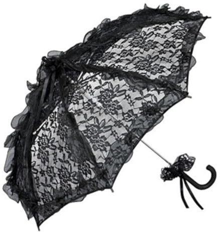 Romantischer Brautschirm Hochzeitsschirm mit schwarzer Spitze von MySchirm.de