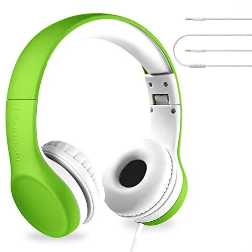 LilGadgets Connect+ Auriculares con Cable y micrófono, límite de Volumen para una Escucha Segura, Diadema Ajustable, Almohadillas Acolchadas para Mayor Comodidad, Escolares para niños, Verde