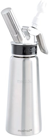 MASTRAD – Siphon Professionnel 0,5 L Sauces Crèmes Chantilly Mousses Chaudes Ou Froides – Tête Démontable – Inox Ultra Résistant – Ergonomique – Livré Avec 3 Embouts & Brosse De Nettoyage