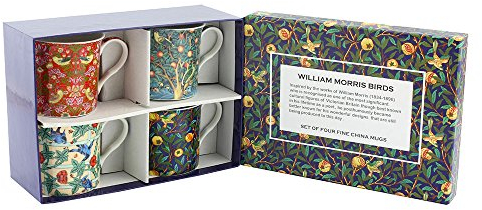 Leonardo Collection William Morris Mugs Set of 4, Porcelain, 4 Count (Pack of 1), 330 milliliters
