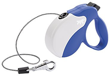 Ferplast hundkoppel Amigo Mini, rullkoppel små hundar upp till 12 kg. Max. 3 m. Enkel lås- och upplåsningsknapp, blå, vitt lock