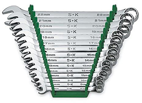SK Tools USA 15 Piece, Regular, 12 Point, Metric SuperKrome® Combination Wrench Set 8MM - 22MM | 86265