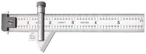 Starrett Drill Point Gauge, High-Precision Measuring Tool, Adjustable Bevel, Stainless Steel, for Professional Machinists, Accurate Angle Setting - 22C
