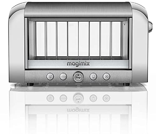 Magimix Vision See Through 2 Slice Glass Toaster | Brushed Finish | 11526, Silver