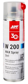 APP W200 WAX Spray - Cera Protettiva Auto 2 in 1: Cera Spray di Protezione Sottoscocca e Cera per Cavità | Antipietrisco, Antiruggine e Antirombo | Antirombo Sottoscocca Spray | Incolore | 500 ml