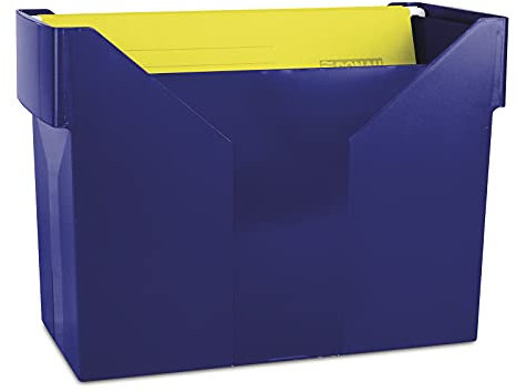 DONAU 7422001PL-18 Hängemappenbox mit 5 Hängemappen Free/ Hängeregister aus Bruchsicherem Kunststoff/ Praktische File Box für Ordner Mappen A4/ Farbe: Dunkelblau