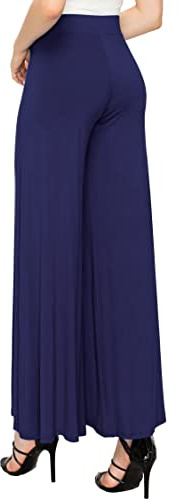Made By Johnny MBJ WB1104 Womens Wide Leg Palazzo Lounge Pants S Navy