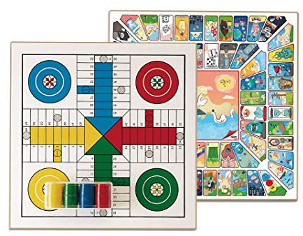 Cayro - Tablero Parchís y Oca - Tablero de Madera - Juego de Mesa Familiar - Fácil de Transportar - Diversión Garantizada