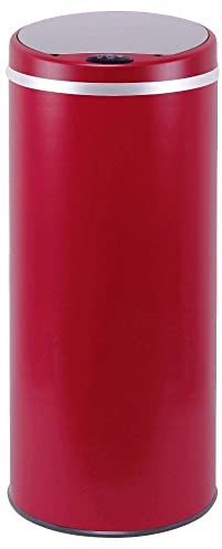 KITCHEN MOVE Cubo de Basura para la Cocina, Acero Inoxidable, Rojo, 42 litros