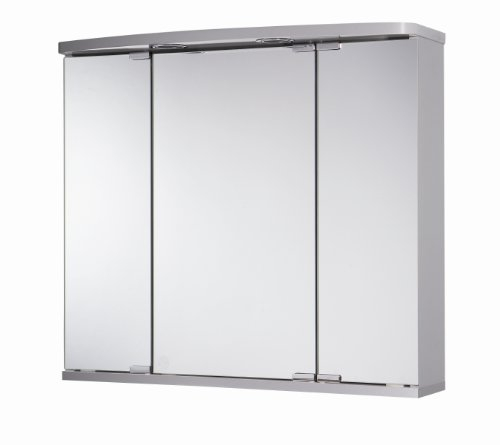 Jokey Spiegelschrank Doro mit LED Beleuchtung, Badezimmer Spiegelschrank aus MDF, inkl. Steckdose | Alu-Optik