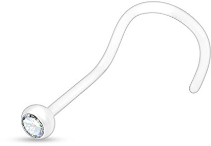 PiercedOff Piercing nez BioFlex Tige Blanche 20GA (0.8mm) (Blanc)