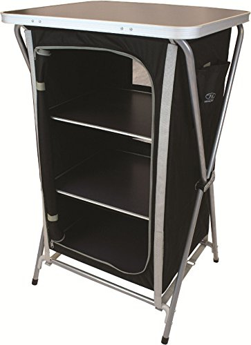 Highlander Hylla camping/vikbar hylla med 3 golv, silver/svart, en storlek
