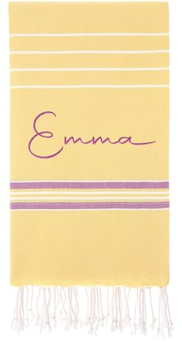 Cacala Turkish Beach Towels Quick Dry Prewashed for Soft Feel Extra Large Blanket Peshtemal for Bathroom, Travel, Pool, Swim, Yoga, Face, Hair and Gym Paradise, 37 in x 70 in, Yellow Purple