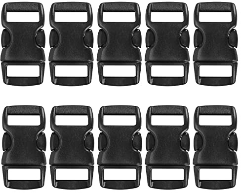 Grenhaven 10 Piezas Hebillas Plástico para Correas de 10mm, Mini Hebilla de Liberación Rápida 29x15x5 mm para Collares de Perros y Gatos, Cierre para Pulsera Paracord, Enganches para Mochilas, Negro