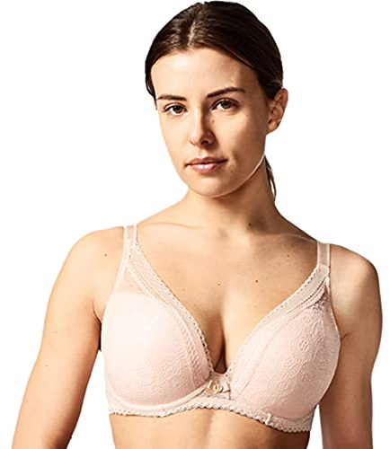 Chantelle Festive Lace Plunge Bra Soutien-Gorge de T-Shirt, Opaque, Beige doré, 95G Femme