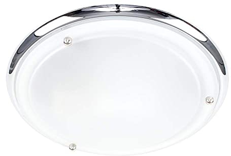MiniSun | Modern Silver Chrome and Glass Flush Ceiling Light | Bath Ceiling Lights, Home Décor & Improvement Essential