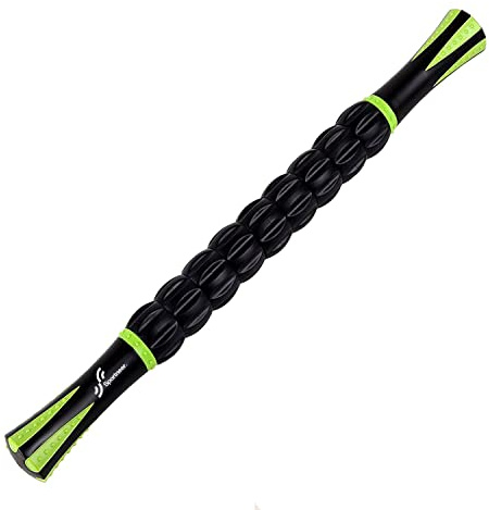 Sportneer Muscle Roller Stick - Massage Stick for Athletes - Reducing Soreness and Muscle Strain, Soothing Legs Cramps - Physical Therapy & Body Recovery - Black Green