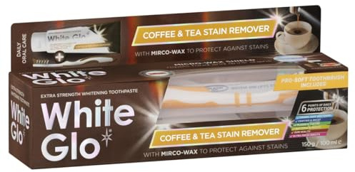 White Glo Coffee & Tea Drinkers Extra Strength Whitening Toothpaste, Revolutionary Micro Wax Protective Shield to Repel Future Stains, Micro-Polishing Particles Targets Yellowing on Teeth - 150g