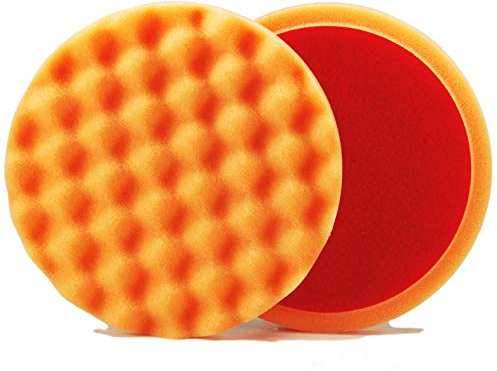 ALCLEAR 5613530AH_2 5613530AH Polierpad gegen Hologramme, Auto Polierschwämme, gewaffelt, Durchmesser: 135x25 mm, orange,2er Set, Polierpad polieren Pad Schwamm Polierschwamm f. Poliermaschine