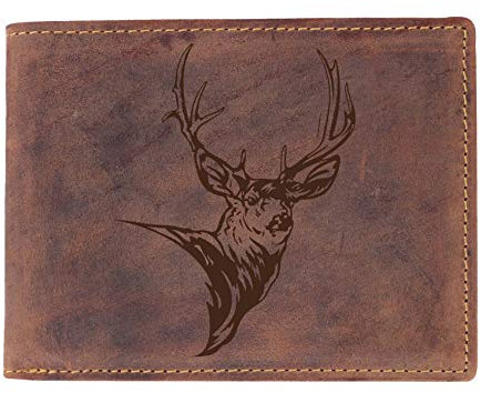 Greenburry Vintage Jägerbörse mit Hirsch Motiv - Herren-Geldbörse mit Hirschmotiv - Portemonnaie für Herren